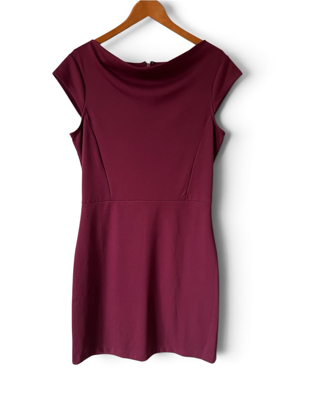 Banana Republic Burgundy Cap-Sleeve Sheath Dress 12Tall Career Occasional FLAW
